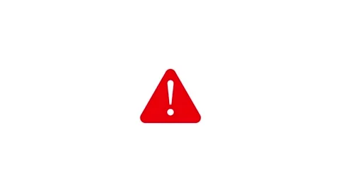 Flat red solid triangle warning sign with white exclamation mark icon with 4k Video stock 343146208
