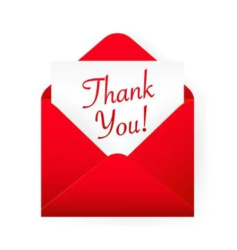 Flat red thank you envelope for decoration design. Vintage banner for イラスト素材
