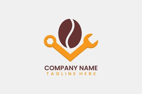 Flat repair coffee logo template vector design illustration Stock Illustration