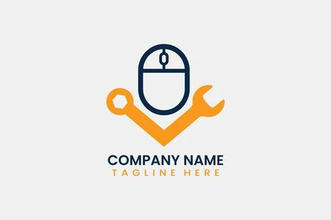 Flat repair mouse computer logo template vector design illustration Stock Illustration