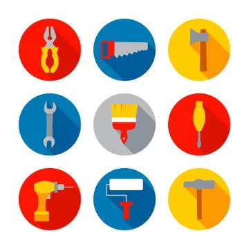 Flat Repair Tools Icon Stock Illustration