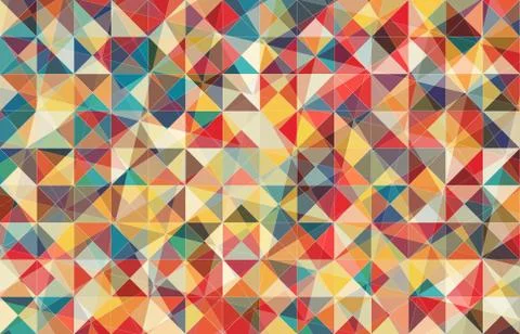 Flat retro color geometric triangle background Stock Illustration