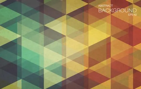 Flat retro color geometric triangle background with grunge texture Stock Illustration