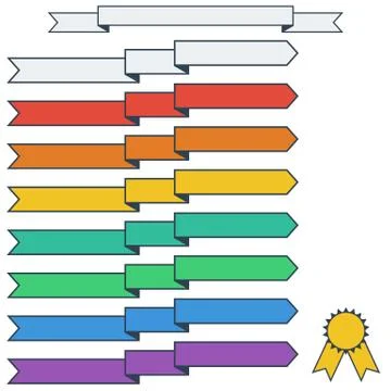 Flat retro colored ribbons Stock Illustration
