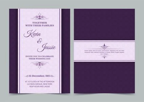 Flat retro wedding invitation template Stock Illustration