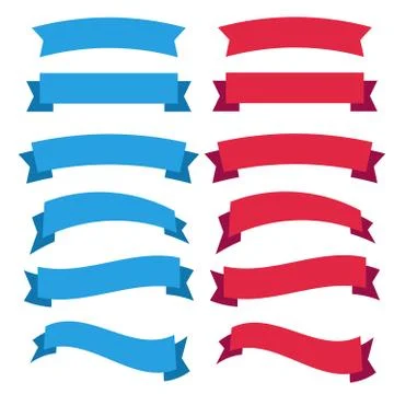 Flat ribbons banners flat. Banner ribbon set Stock Illustration