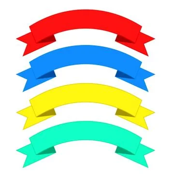 Flat ribbons banners. Ribbons in flat design. Vector set of colorful ribbons Stock Illustration
