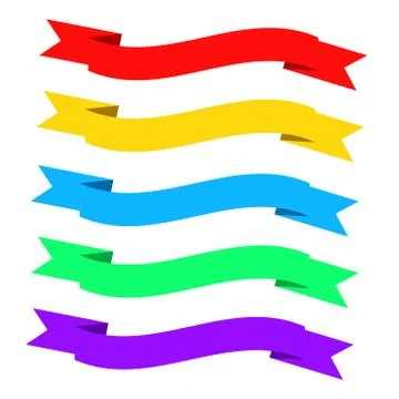 Flat ribbons banners. Ribbons in flat design. Vector set of colorful ribbons Stock Illustration