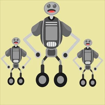 Flat Robot Character Illustrazione stock