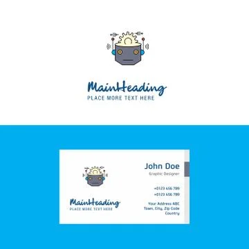 Flat Robot Logo and Visiting Card Template. Busienss Concept Logo Design Illustrazione stock