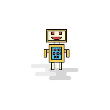 Flat Robots Icon. Vector Stock Illustration