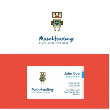 Flat Robots Logo and Visiting Card Template. Busienss Concept Logo Design Illustrazione stock