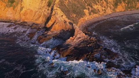 Flat Rock Point aerial shot at golden hour Stock Footage 310058416