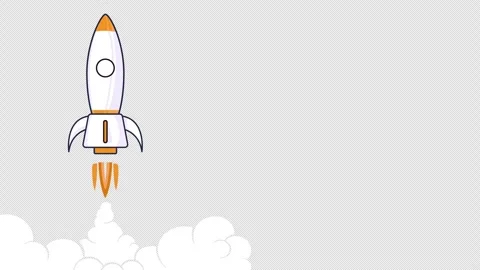 Flat rocket animation video design. rocket ship in the sky among the clouds.. Stock Footage 265209135