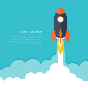Flat rocket icon. Startup concept. Project development. イラスト素材