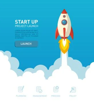 Flat rocket ship illustration Stock Illustration