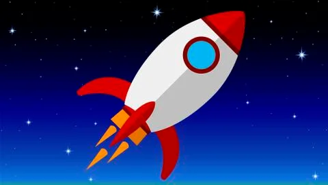 Flat rocket in space Stock Illustration