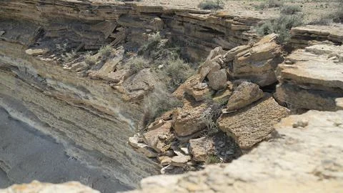 Flat rocks in a cliff of uzbekistan Stock Photos
