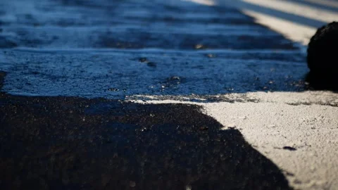 Flat roof waterproofing preparation using mastic primer close up Video stock 292935677