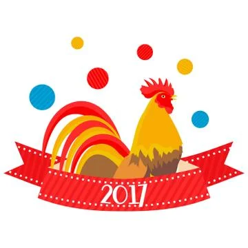 Flat rooster 2017 Stock Illustration