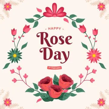 Flat rose day illustration Stock Illustration
