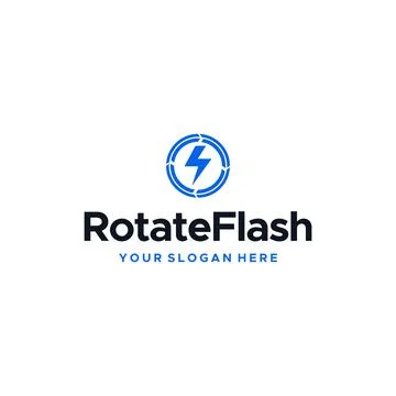 Flat RotateFlash electricity circle logo design Stock Illustration