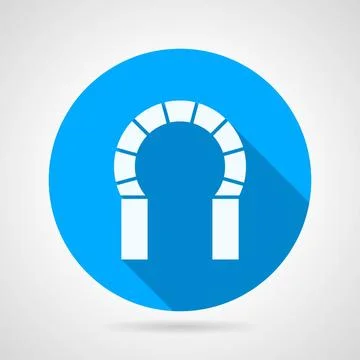 Flat round icon for brick horseshoe arch Flat round blue vector icon with ... Stock Photos