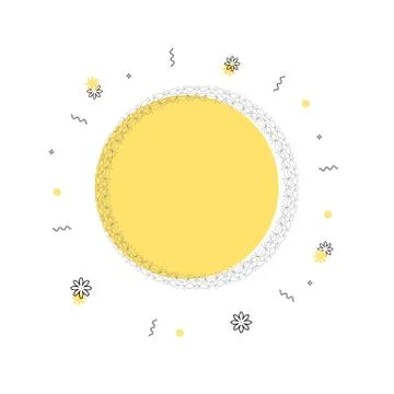 Flat round promotion banner with random items. Empty round frame.  Element fo Stock Illustration