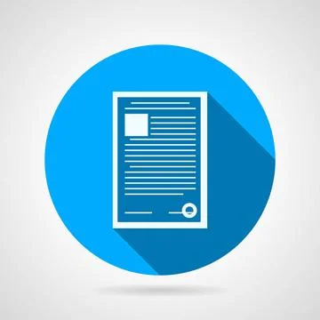 Flat round vector icon for document Flat round blue vector icon with white... Stock Photos