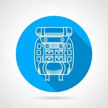 Flat round vector icon for hike backpack Stock Illustration