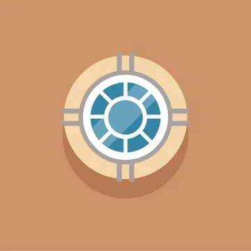 Flat round window to attic on brown wall Stock Illustration