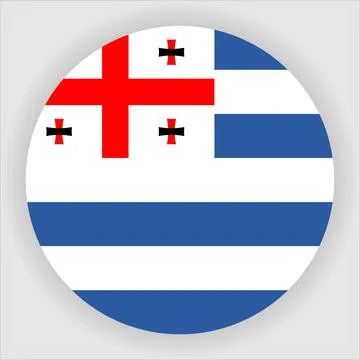 Flat Rounded Country  Flag Button Vector Stock Illustration