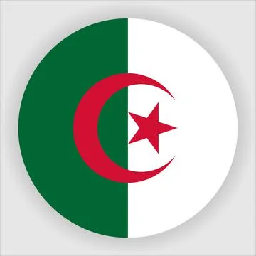 Flat Rounded Country  Flag Button Vector Stock Illustration