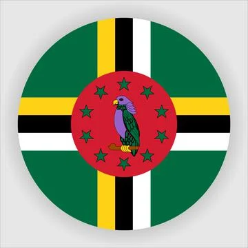 Flat Rounded Country  Flag Button Vector Stock Illustration