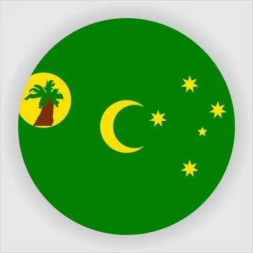 Flat Rounded Country  Flag Button Vector Stock Illustration