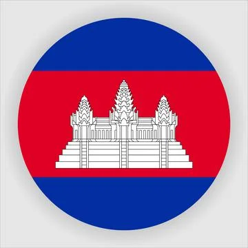 Flat Rounded Country  Flag Button Vector Stock Illustration