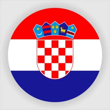 Flat Rounded Country  Flag Button Vector Stock Illustration