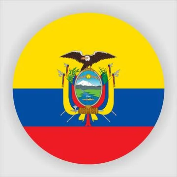 Flat Rounded Country  Flag Button Vector Stock Illustration