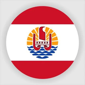 Flat Rounded Country  Flag Button Vector Stock Illustration