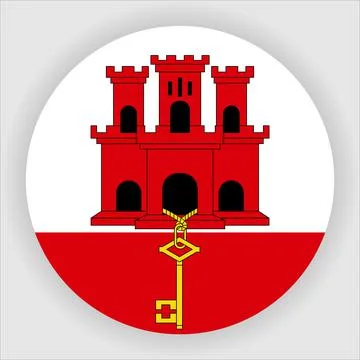 Flat Rounded Country  Flag Button Vector Stock Illustration