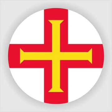 Flat Rounded Country  Flag Button Vector Stock Illustration