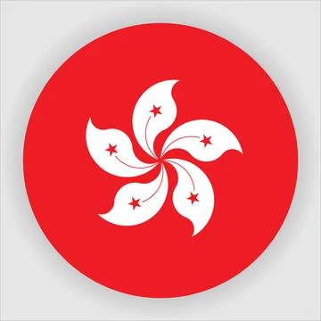 Flat Rounded Country  Flag Button Vector Stock Illustration