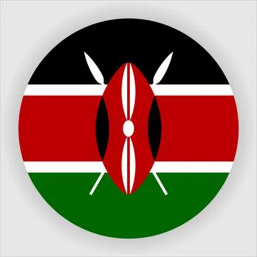 Flat Rounded Country  Flag Button Vector Stock Illustration