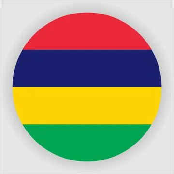 Flat Rounded Country  Flag Button Vector Stock Illustration