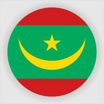 Flat Rounded Country  Flag Button Vector Stock Illustration