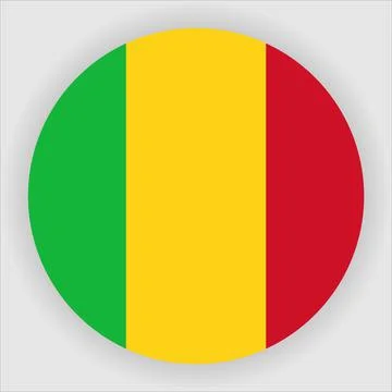 Flat Rounded Country  Flag Button Vector Stock Illustration