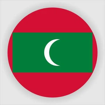 Flat Rounded Country  Flag Button Vector Stock Illustration