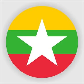 Flat Rounded Country  Flag Button Vector Stock Illustration