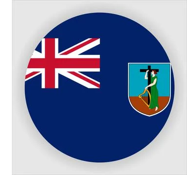 Flat Rounded Country  Flag Button Vector Stock Illustration