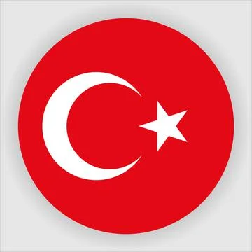 Flat Rounded Country  Flag Button Vector Stock Illustration